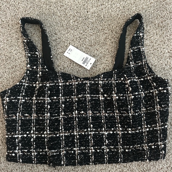 Abercrombie & Fitch Tops - Abercrombie & Fitch Black and White Tweed Tank Top